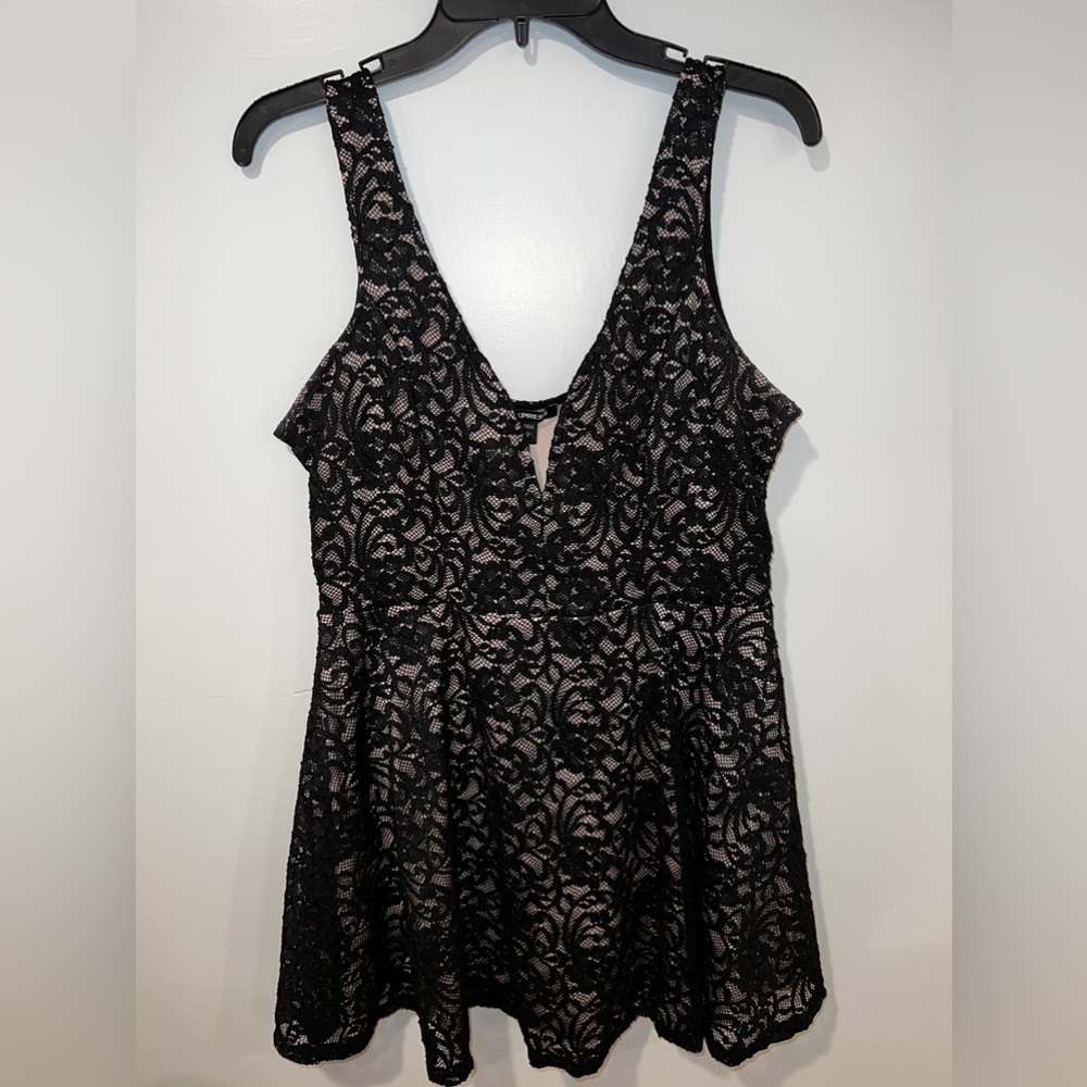 Black and nude lace romper!